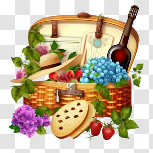 Picnic Basket
 - Picnic Basket With Wine And Fruits Transparent PNG