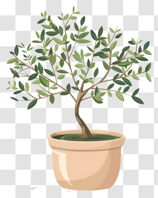 Olive Tree - Decorative Indoor Potted Plant Illustration Transparent PNG