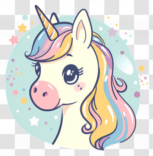 Unicorn - Adorable Unicorn With Pastel Colors Illustration Transparent PNG