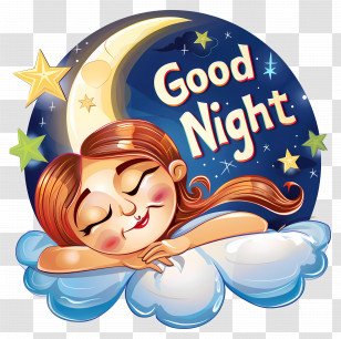 Good Night - Good Night With Moon And Stars Transparent PNG