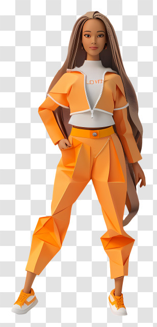 Barbie - Fashion Doll In Orange Outfit Transparent PNG