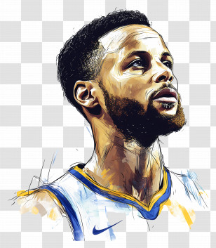 Steph Curry - Dynamic Sketch Of Basketball Player In Action Transparent PNG