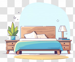 Queen Bed - Cozy Bedroom Interior Transparent PNG