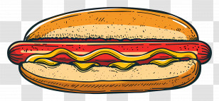 Hot Dog - Cartoon Hotdog With Mustard Illustration Transparent PNG