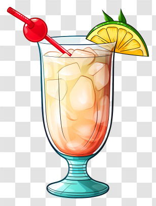 Orange Drink - Cold Cocktail With Ice And Lemon Transparent PNG