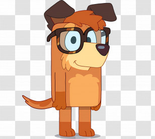 Bluey - Cartoon Dog Wearing Glasses Transparent PNG