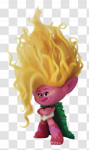 Viva Trolls - Pink Troll With Yellow Hair Transparent PNG