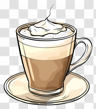 Mocha Coffee - Coffee Cup With Whipped Cream Transparent PNG
