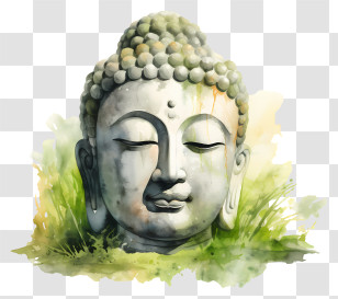 Buddha Head - Peaceful Buddha Head Statue Illustration Transparent PNG