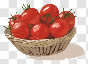 Cherry Tomato - Basket Of Red Tomatoes Transparent PNG