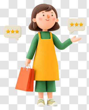 Girl Giving Shopping Feedback - Woman With Shopping Bag And Stars Transparent PNG