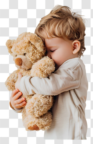 Baby Hugging Teddy Bear - Child Hugging A Soft Teddy Bear Playfully Transparent PNG