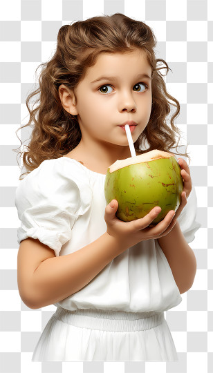 Girl Drinking Coconut Water - Girl Drinking Coconut Water Transparent PNG