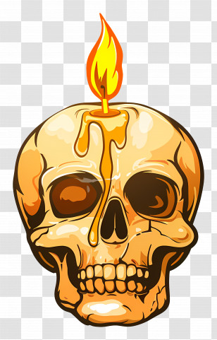 Candle On Skull - Skull With Candle Art Illustration Transparent PNG