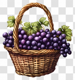 Grape - Wicker Basket Full Of Grapes Transparent PNG