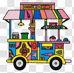 Food Cart - Colorful Food Cart With Various Patterns Transparent PNG