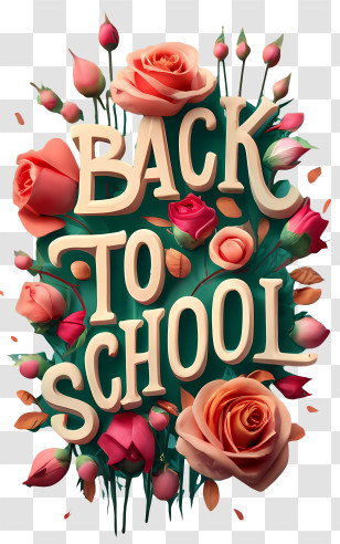 Back To School - Back To School Text With Roses Transparent PNG