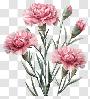 Pink Carnation - Beautiful Pink Carnations Flower Bouquet Illustration Transparent PNG