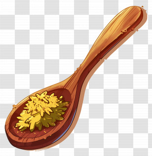 Wooden Spoon - Wooden Spoon With Spices Transparent PNG