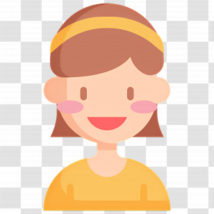 Baby Girl - Cartoon Portrait Of A Woman With A Yellow Headband Transparent PNG