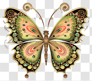 Butterfly Painting - Decorative Butterfly Artwork With Ornate Patterns Transparent PNG