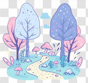 Path - Fantasy Forest With Pastel Colors Transparent PNG