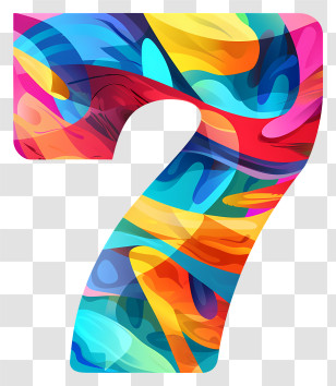 Number 7 - Colorful Number 7 Transparent PNG