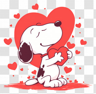 Snoopy Love - Cute Dog Holding Heart In Cartoon Style Transparent PNG