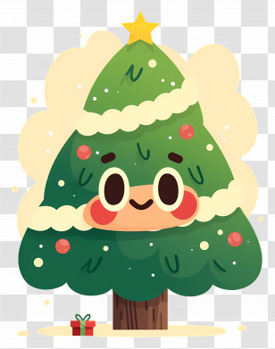 Cute Christmas Tree - Cute Cartoon Christmas Tree With Face Transparent PNG