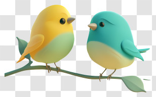 Bluebirds - Yellow And Blue Birds On A Branch Transparent PNG