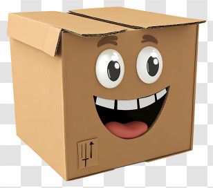 Cartoon Cardboard Box - Happy Box With Smiling Face Transparent PNG