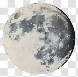 Full Moon - Realistic Moon Illustration With Detailed Craters Transparent PNG