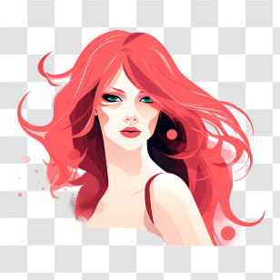Love Your Red Hair Day - Stylized Portrait Of Red-haired Woman Transparent PNG
