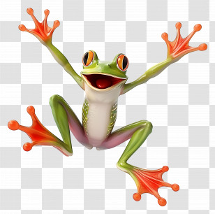 Frog Jumping Day - Cartoon Green Frog With Open Arms Transparent PNG