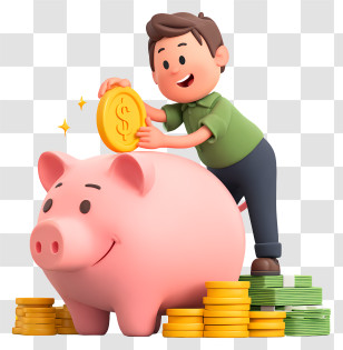 Saving Money In Piggy Bank - Saving Money With Piggy Bank Transparent PNG