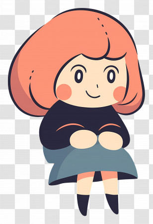 Woman Sitting - Cute Cartoon Girl With Red Hair Transparent PNG