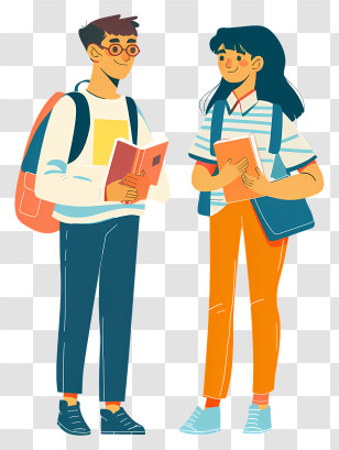 Students - Students Holding Books In A School Setting Transparent PNG