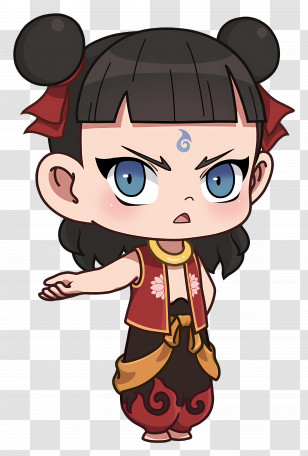Nezha - Chibi Character With Blue Eyes Transparent PNG