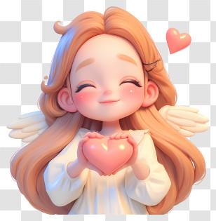 Girl Holding Love Heart - Cute Angel With Heart Transparent PNG