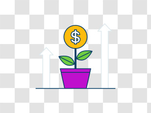 Revenue - Money Plant Growth Concept Illustration Transparent PNG