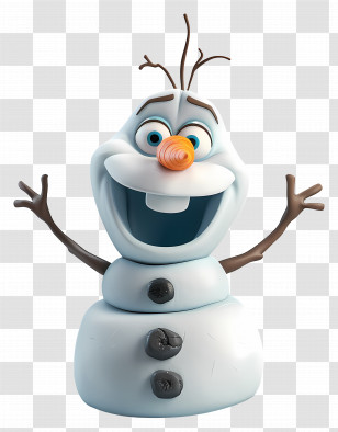 Olaf - Smiling Cartoon Snowman With Carrot Nose Transparent PNG