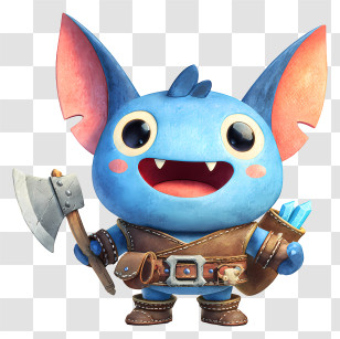 Fantasy Warrior - Cute Blue Bat Adventurer Transparent PNG