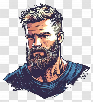 Thor - Bearded Man Character Drawing Transparent PNG