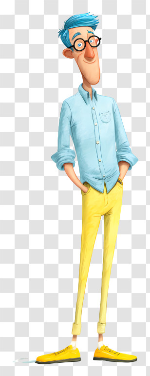 Kevin French From Mission Hill - Tall Blue-Haired Guy In Yellow Pants Transparent PNG
