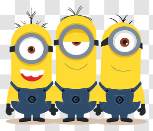 Minions - Yellow Cartoon Characters Standing Together Transparent PNG