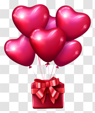 Valentine Gift Balloon Emoji - Heart-Shaped Balloons With Gift Box Transparent PNG