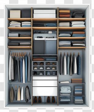 Closet Top View - Organized Closet With Clothes And Shelves Transparent PNG