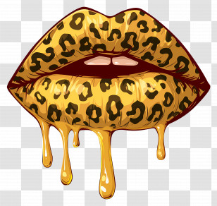 Leopard Print Lips - Leopard Print Lips Illustration Transparent PNG
