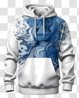 Hoodie - Stylish Blue And White Hoodie With Splash Design Transparent PNG
