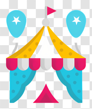 Carnival Circus Tent - Colorful Circus Tent With Balloons Transparent PNG
